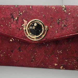 Large Maroon Cork Clutch